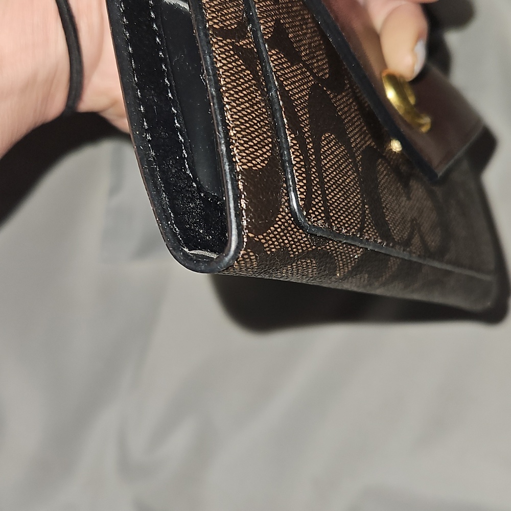 Coach Brown Signature Envelope Wallet with Gold Accent - Picture 12 of 17